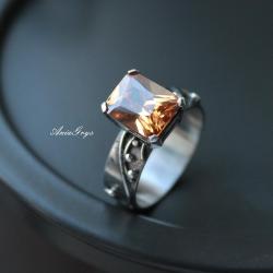 cyrkonia,oksydowane srebro,elegancki pierścionek - Pierścionki - Biżuteria