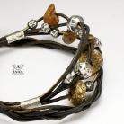 Bransoletki bransoleta skórzana z bursztynem,srebrna biżuteri