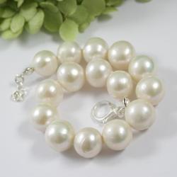 perły,klasyka,bransoletka srebrna - Bransoletki - Biżuteria