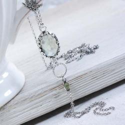 Srebrny naszyjnik z zielonym ametystem - Naszyjniki - Biżuteria