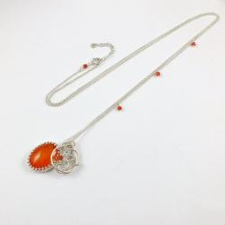 naszyjnik,pomarańczowy,długi,wire-wrapping - Naszyjniki - Biżuteria