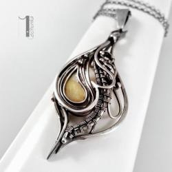 naszyjnik srebrny,srebro,miedż,wire wrapping - Naszyjniki - Biżuteria