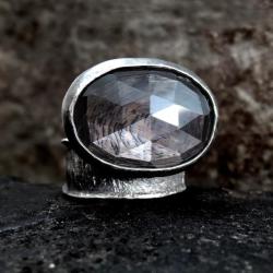 srebrny,pierścionek,z granatem - Pierścionki - Biżuteria