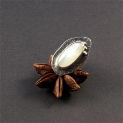 srebrny pierścionek z kamieniem księzycowym - Pierścionki - Biżuteria