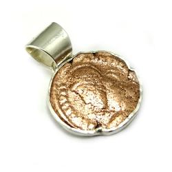 moneta,blask,brąz,srebrna,zawieszka,surowa - Wisiory - Biżuteria