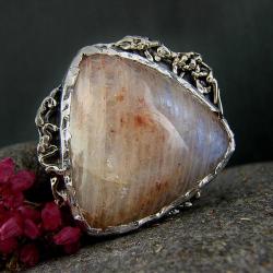 srebro,kamień księżycowy,pierścionek - Pierścionki - Biżuteria