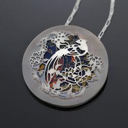 srebrny wisiorek,motywy japońskie - Wisiory - Biżuteria