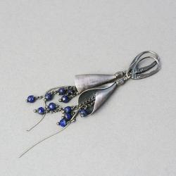 wiszące,długie,lapis lazuli,łańcuszek,drobne - Kolczyki - Biżuteria