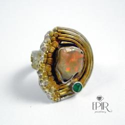 Pierścień srebrny z opalem - Pierścionki - Biżuteria