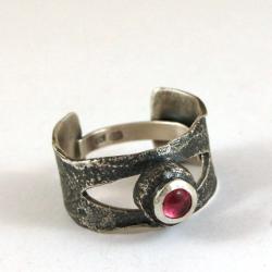 srebrny pierścionek z turmalinem - Pierścionki - Biżuteria