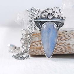 Srebrny naszyjnik z kamieniem księżycowym - Naszyjniki - Biżuteria