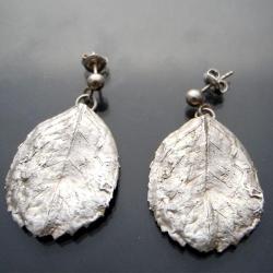 srebrny liść,liście kolczyki,róża,srebrne kolcz - Kolczyki - Biżuteria