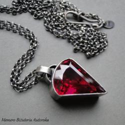 srebro,amulet,rubinowy,kwarc,surowy - Naszyjniki - Biżuteria