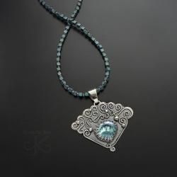 naszyjnik,srebrny,z kryształem,z kamieniem mocy - Naszyjniki - Biżuteria
