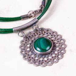 naszyjnik,srebrny z malachitem,artseko,gift - Naszyjniki - Biżuteria