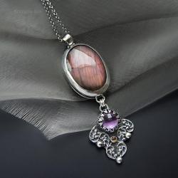 wisior,srebrny,z fioletowym labradorytem - Wisiory - Biżuteria