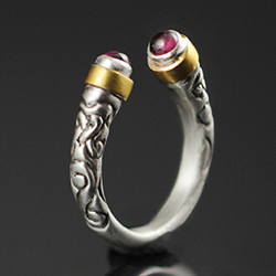 celtycki,granat,srebrny,pierścionek,serce - Pierścionki - Biżuteria