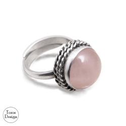 kwarc różowy,srebrny pierścionek,pierścionek z k - Pierścionki - Biżuteria