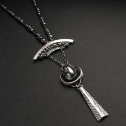 naszyjnik,srebrny,unikatowy,hematyt - Naszyjniki - Biżuteria