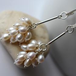 perły,srebro,kolczyki, - Kolczyki - Biżuteria