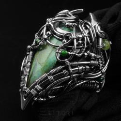 zielony labradoryt,srebrny pierścionek,litori - Pierścionki - Biżuteria