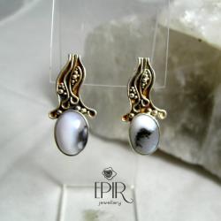 Kolczyki srebrne z opalami dendrytowymi - Kolczyki - Biżuteria