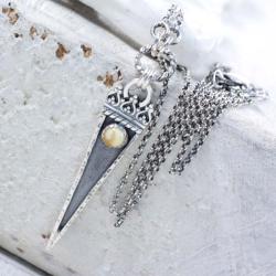 Srebrny naszyjnik z bursztynem - Naszyjniki - Biżuteria