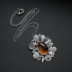 biżuteria artystyczna,srebro,wisior z bursztynem - Wisiory - Biżuteria