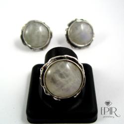 Komplet biżuterii srebrnej z kamieniami księżycowy - Komplety - Biżuteria