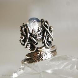 ripititi arts,srebro,pierścionek,moonstone,wraping - Pierścionki - Biżuteria