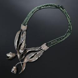 srebrny naszyjnik,srebrne kwiaty naszyjnik - Naszyjniki - Biżuteria