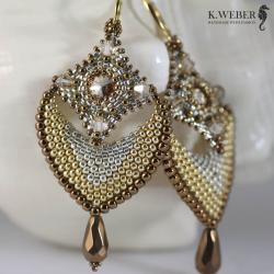 Złote,bogate kolczyki w stylu indyjskim - Kolczyki - Biżuteria