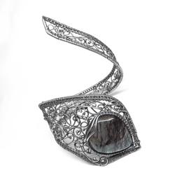 Oryginalna,szeroka bransoleta z kwarcem - Bransoletki - Biżuteria