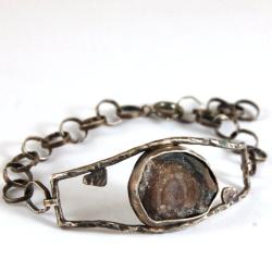 srebrna bransoleta z chalcedonem - Bransoletki - Biżuteria