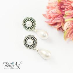 eleganckie,stylowe,retro,z perłami - Kolczyki - Biżuteria