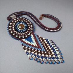 indiański,wisior,naszyjnik,haft koralikowy - Naszyjniki - Biżuteria