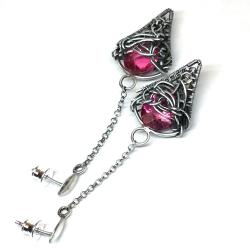 eleganckie kolczyki z różowym kwarcem - Kolczyki - Biżuteria