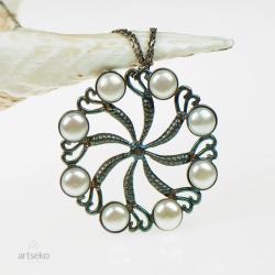 naszyjnik srebrny,z perłąmi,elegancki,artseko - Naszyjniki - Biżuteria