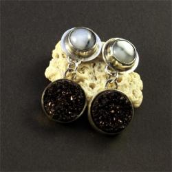 srebrne kolczyki z agatem - Kolczyki - Biżuteria