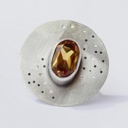 pierścień z cytrynem,okrągły pierścień - Pierścionki - Biżuteria