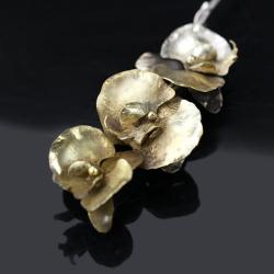 srebrny naszyjnik z kwiatami,złocony naszyjnik - Naszyjniki - Biżuteria