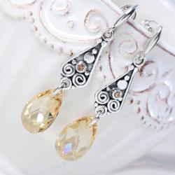 Srebrne kolczyki z kryształami Swarovskiego - Kolczyki - Biżuteria