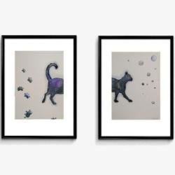 koty,abstrakcja,akwarela - Obrazy - Wyposażenie wnętrz