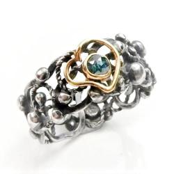 pierścionek z niebieskim diamentem - Pierścionki - Biżuteria