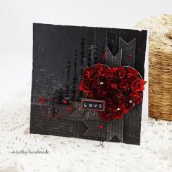 walentynki,kartka miłosna,serce z kwiatów,róże - Kartki okolicznościowe - Akcesoria