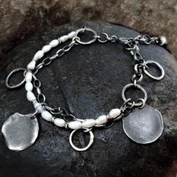 Bransoletka,srebro i naturalne perły - Bransoletki - Biżuteria