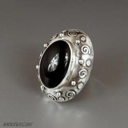 pierścionek z obsydianem tęczowym - Pierścionki - Biżuteria