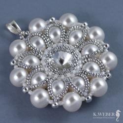 wisior,kryształ,perłowy,elegancki,srebrny, - Wisiory - Biżuteria