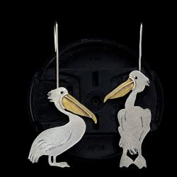 Kolczyki pelikany,Marina Noske,motyw zwierzęcy - Kolczyki - Biżuteria