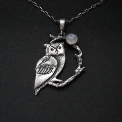 sowa,wisior,unikat,biżuteria srebrna,fiann - Wisiory - Biżuteria